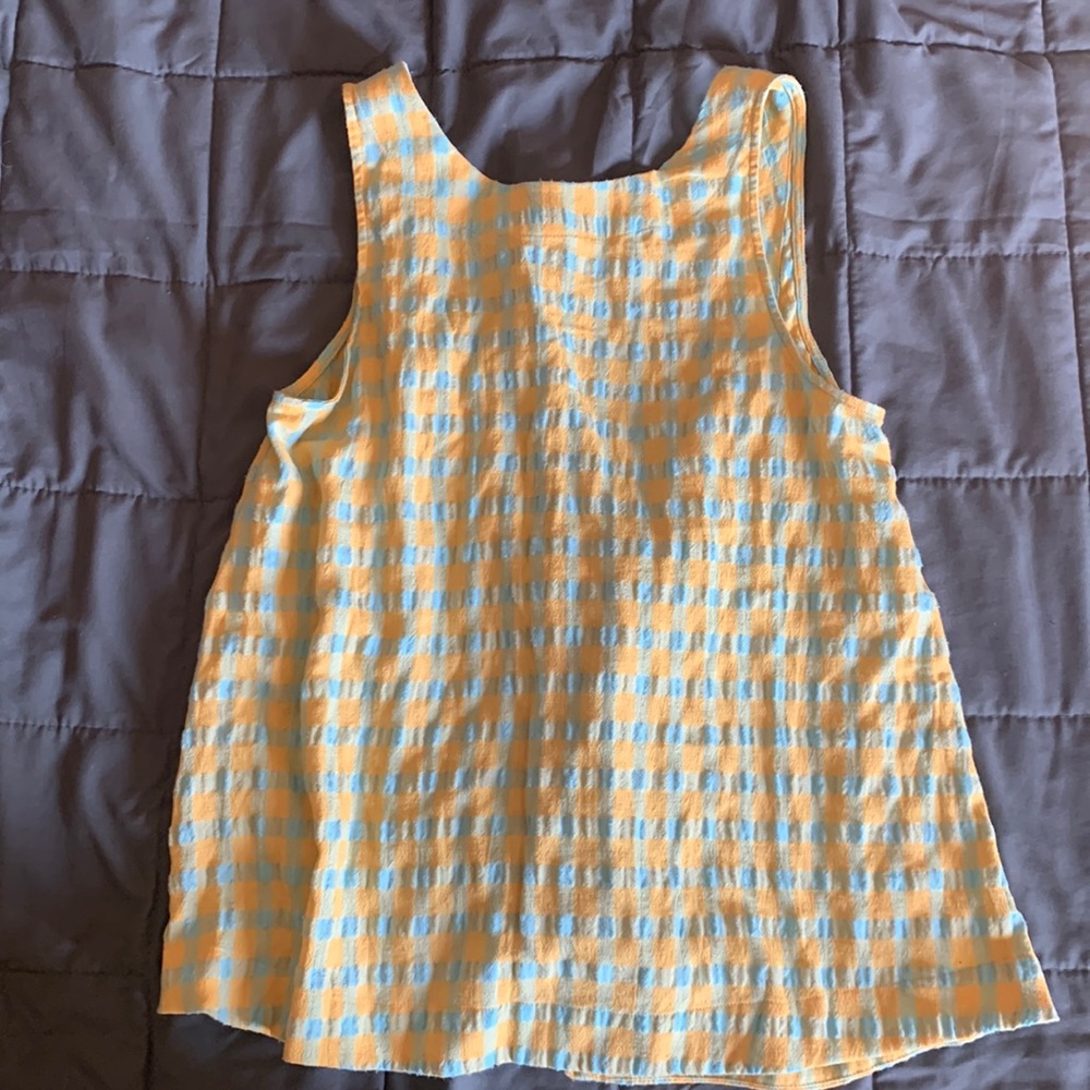 Urban Outfitters Size M Yellow/Blue Plaid Backless Smock Top